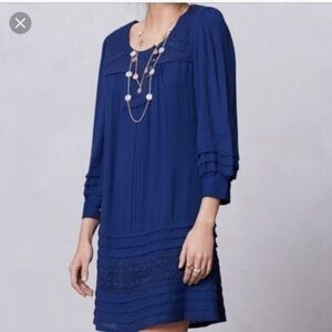 Leifsdottier Anthropolgie Blue Peasant Dress